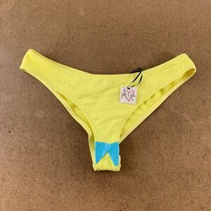 Peek & Beau Women's Size 8 Lemon Yellow Textured Cheeky Bikini Swim Bottom NWT